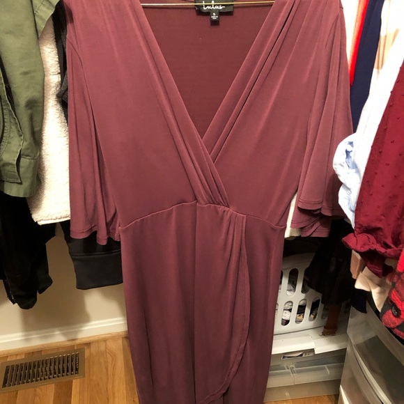 LULU'S Women's Dulcet Washed Purple Surplice Midi Dress Washed Purple Small - Picture 6 of 7